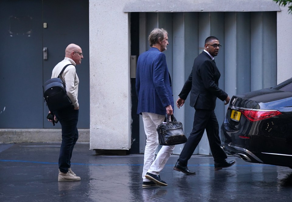 Sir Jim Ratcliffe and Sir Dave Brailsford following a board meeting at INEOS headquarters in London. Picture date: Tuesday October 8, 2024. PA Photo. See PA story SOCCER Man Utd. Photo credit should read: Yui Mok/PA Wire. RESTRICTIONS: Use subject to restrictions. Editorial use only, no commercial use without prior consent from rights holder.