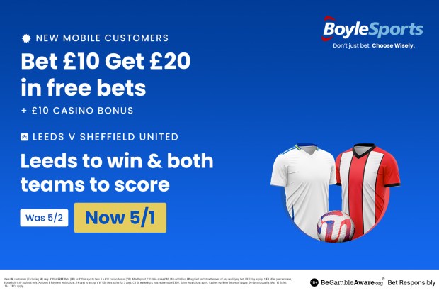 an advertisement for boylesports that says &quot; bet £ 10 get £ 20 in free bets &quot;