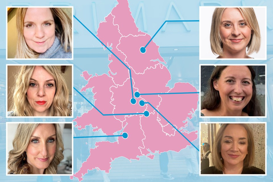 a map of the united kingdom with women 's faces on it