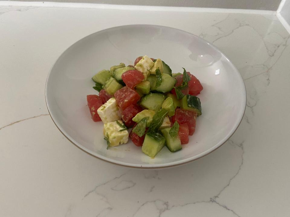 Lunch was Kate's go-to watermelon salad