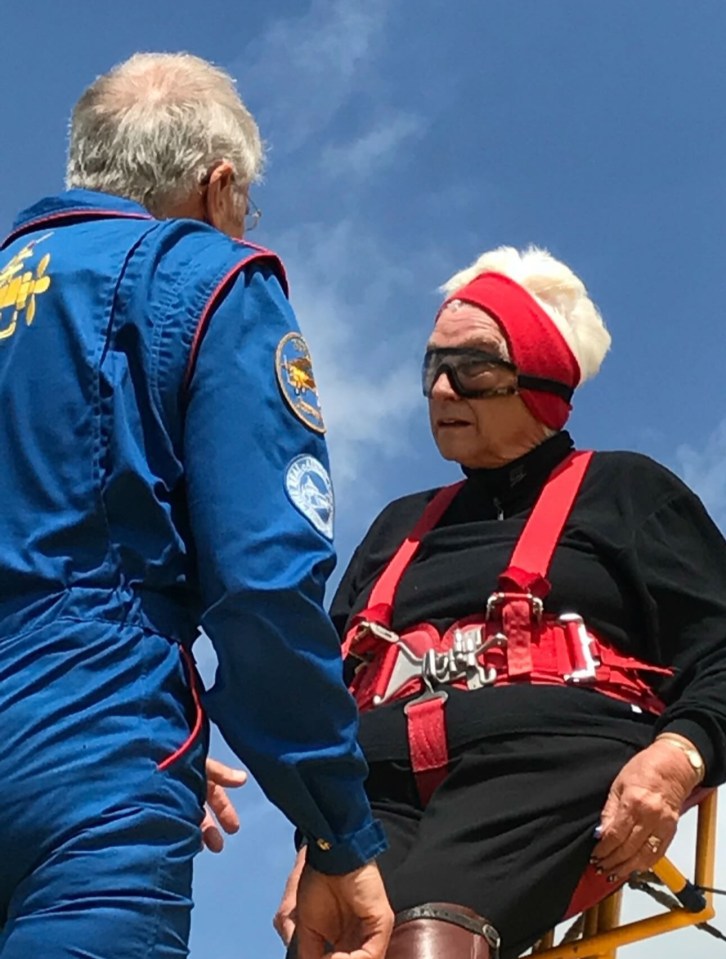 Pat also went wing walking in her elderly age