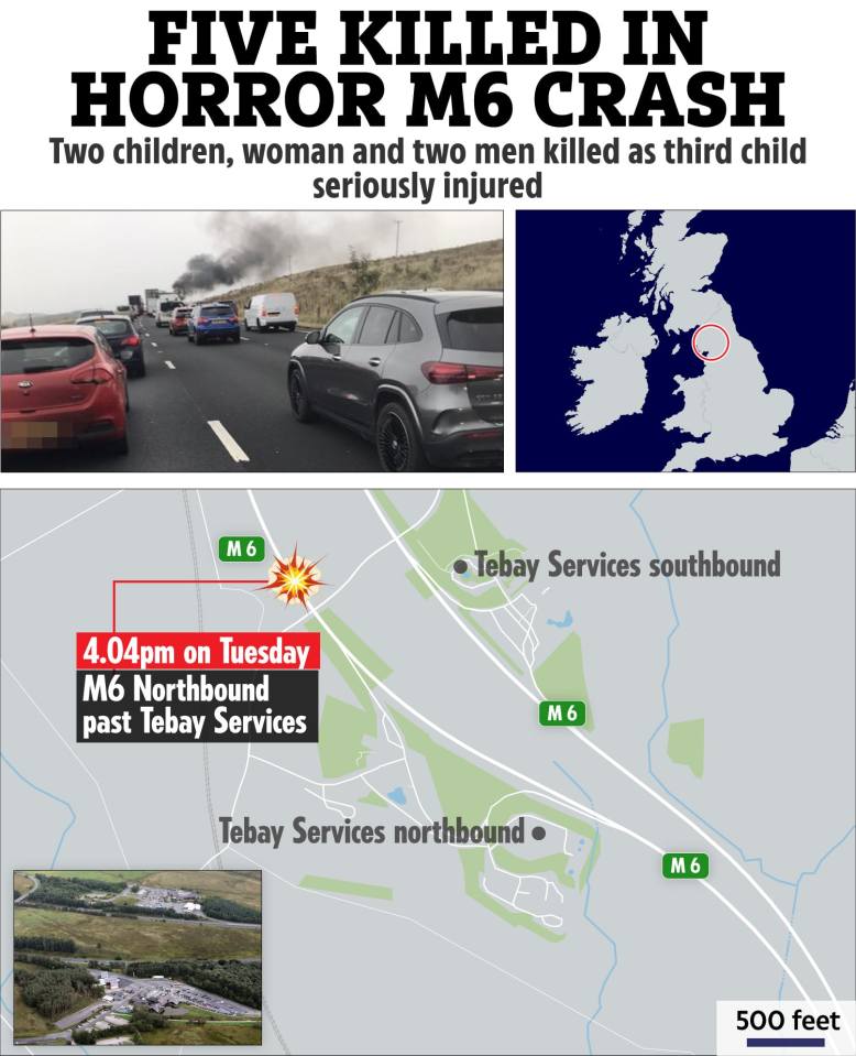 A man, a woman, and two children from Glasgow, who were in the Toyota, also died at the scene