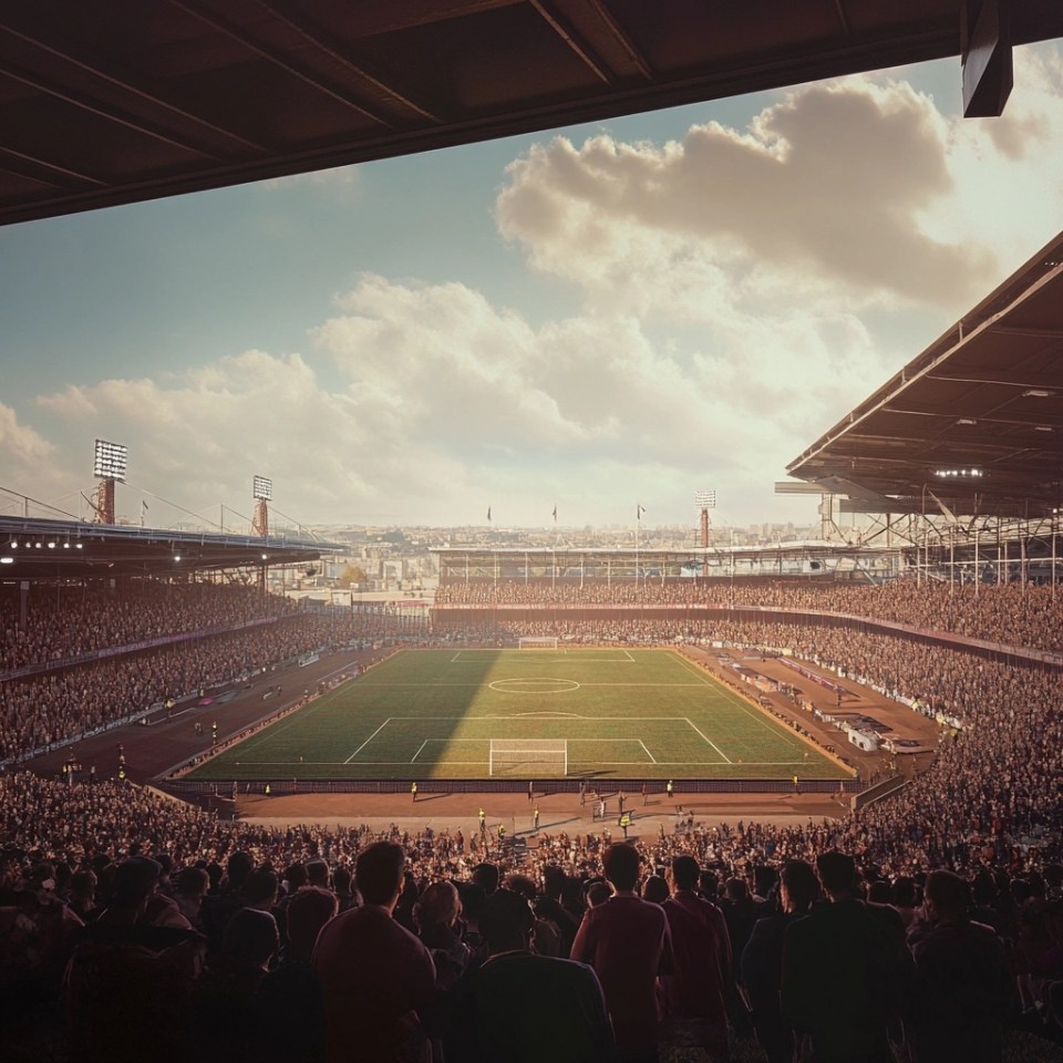 a stadium full of people watching a soccer game