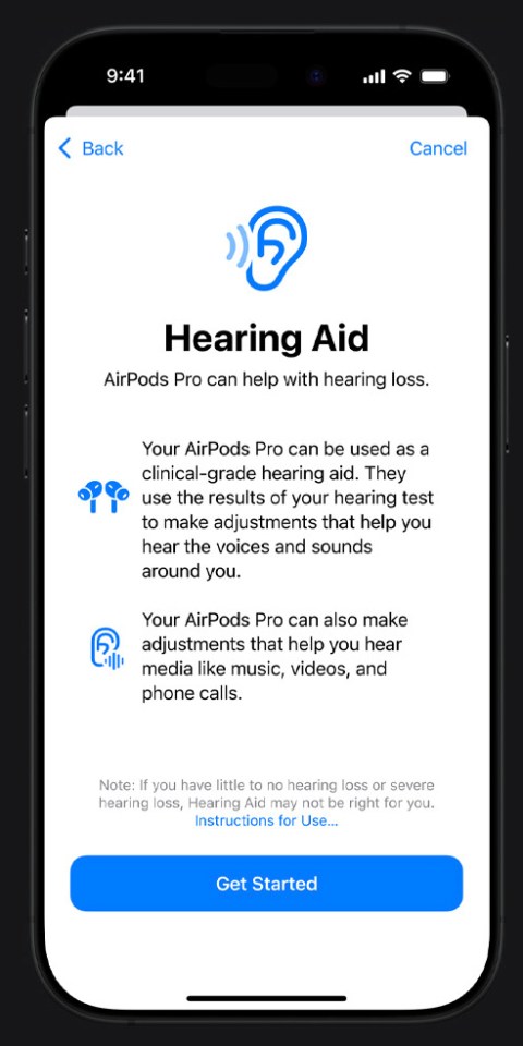 If you've experienced hearing loss, you can use the AirPods Pro as a hearing aid