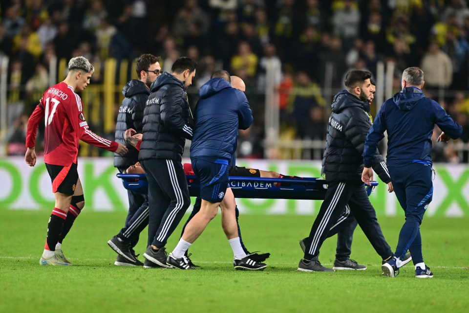 Antony was stretchered off the pitch