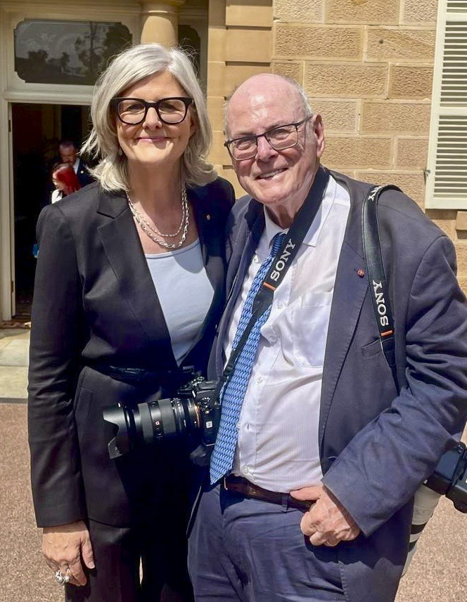 Arthur, 84, was presented with the Governor-General’s Medallion by Governor-General Sam Mostyn, above, at Admiralty House in Sydney