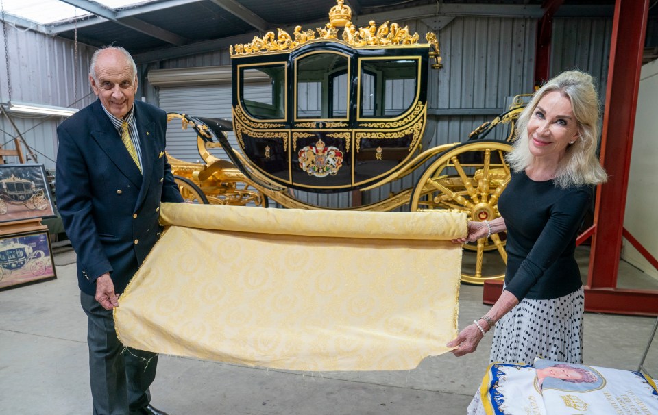 The carriage seat fabric is Suffolk silk