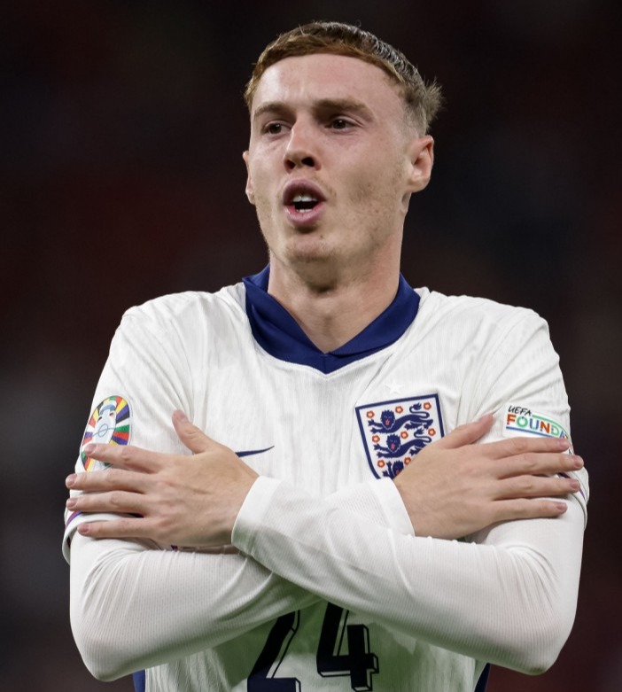 BERLIN, GERMANY - JULY 14: Cole Palmer of England celebrates his goal during the UEFA EURO 2024 final match between Spain and England at Olympiastadion on July 14, 2024 in Berlin, Germany. (Photo by Inaki Esnaola/Getty Images)