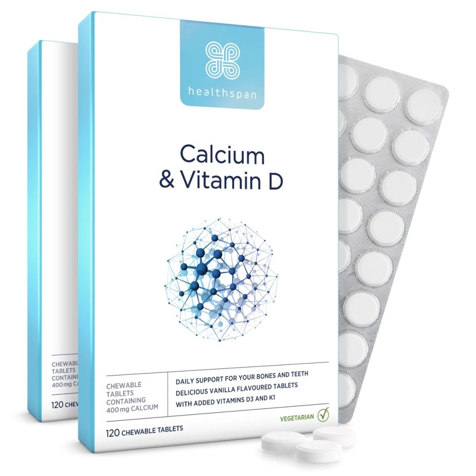 two boxes of healthspan calcium and vitamin d chewable tablets