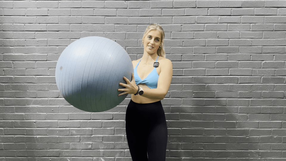 The fitness expert says you can get a full ab workout using an exercise ball at home