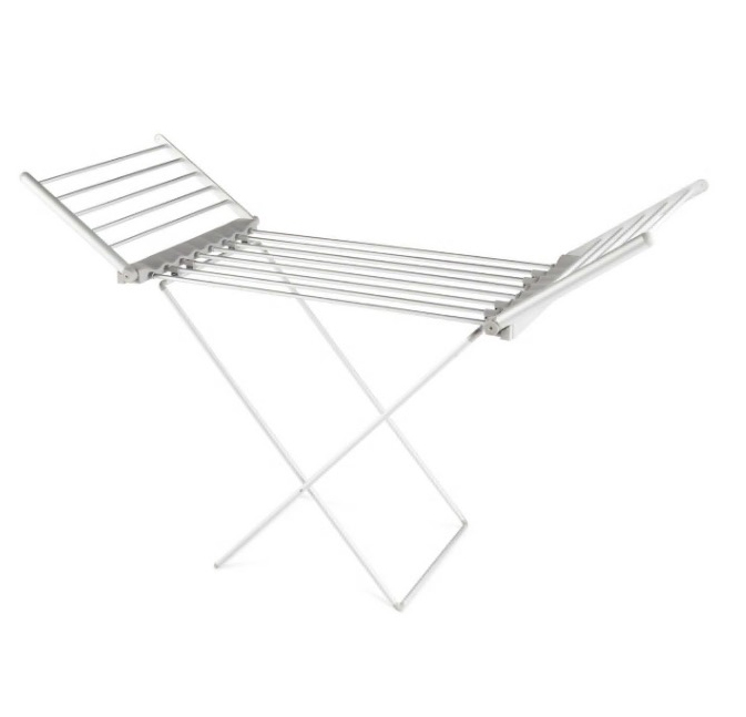 a white clothes drying rack on a white background