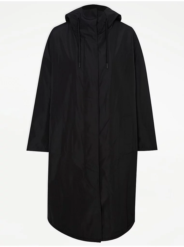 a black coat with a hood on a white background