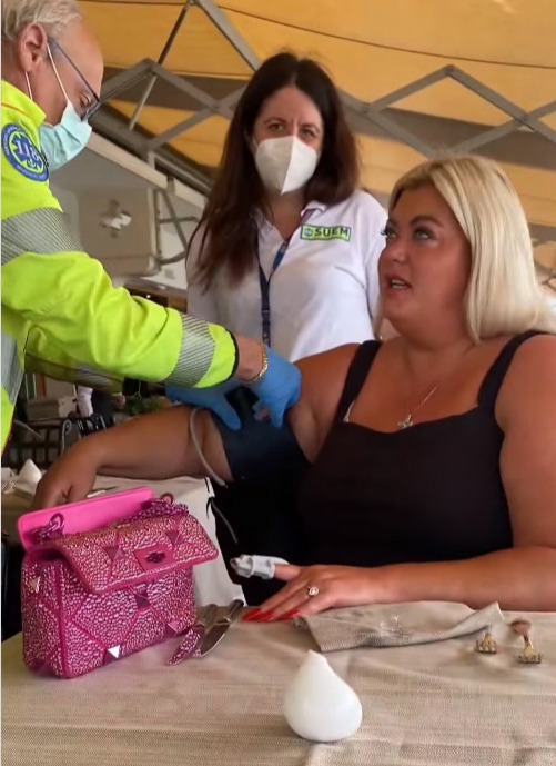 The paramedics rushed to treat her