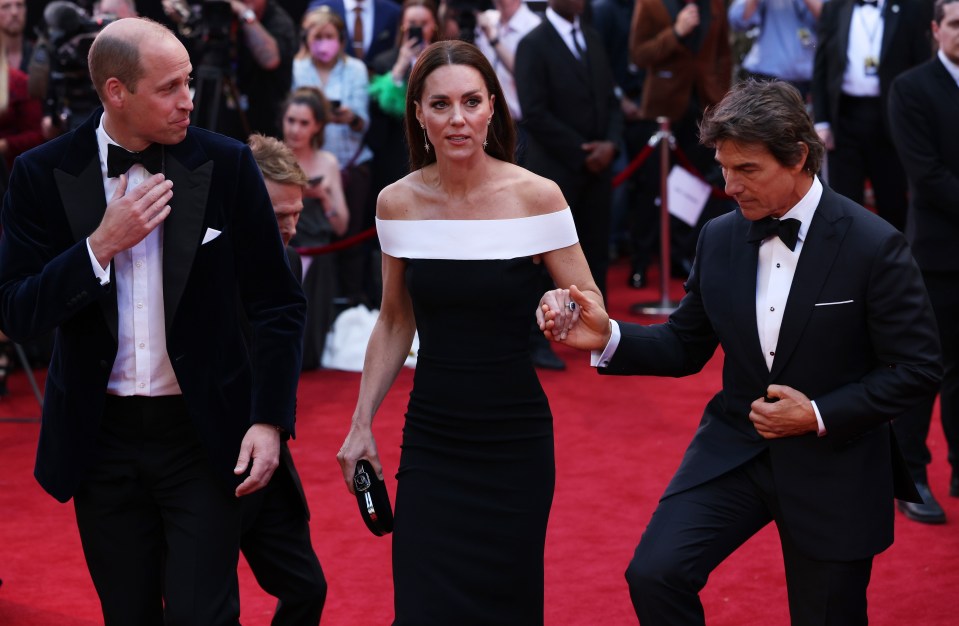 Tom Cruise welcomed Prince William and Princess Kate to his "Top Gun: Maverick" movie premiere in 2022