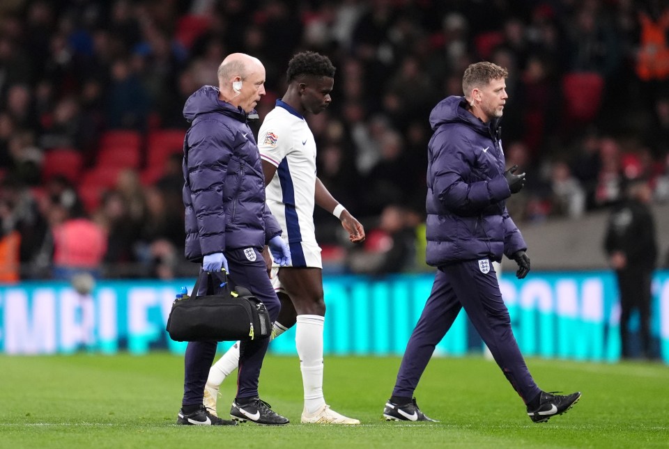 Bukayo Saka limped off during England's 2-1 defeat against Greece