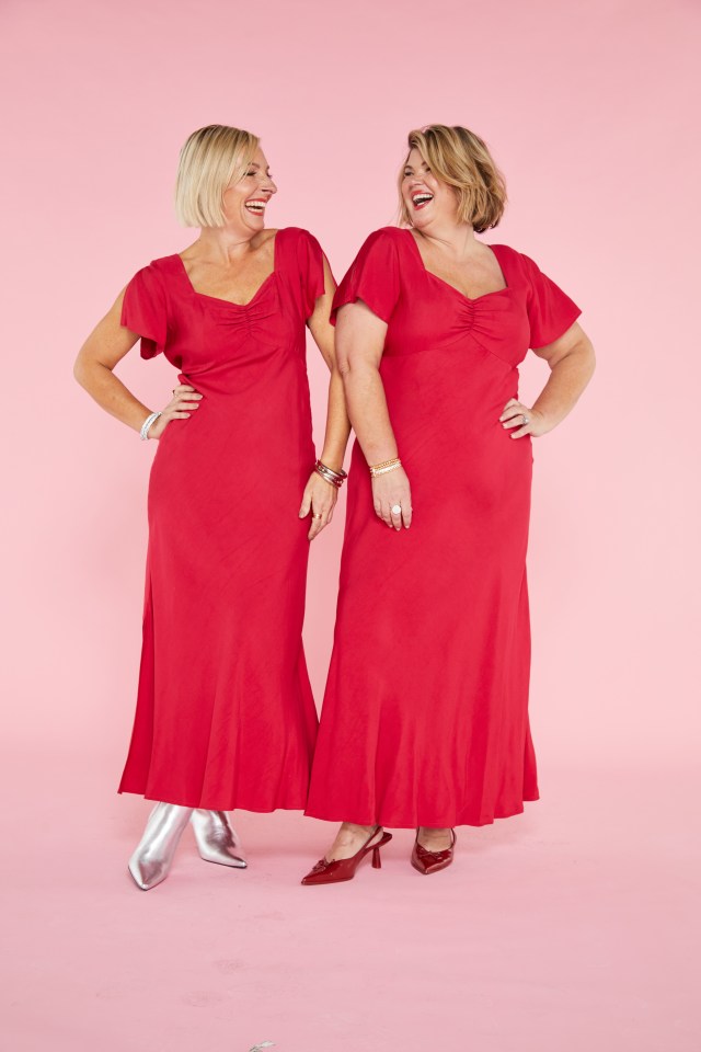 This red dress has a very flattering sweetheart neckline