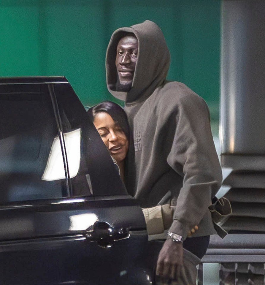 US singer Vic kissed rapper Stormzy on the lips as he saw her off at Heathrow Airport