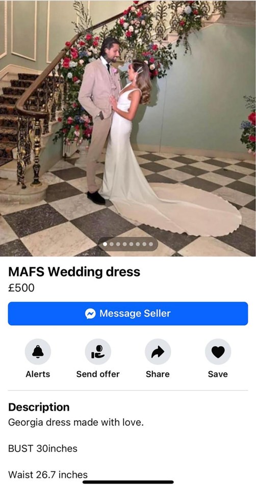 a picture of a bride and groom in a mafs wedding dress