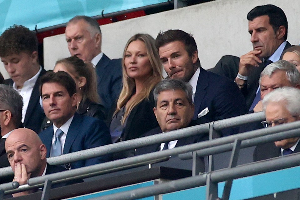 Cruise has also mixed in at football events, seen above with Kate Moss, David Beckham and Luis Figo