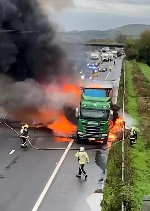 Firefighters tackling the blaze