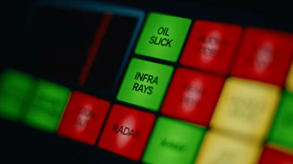 a green button that says oil slick is next to a red button that says infra rays