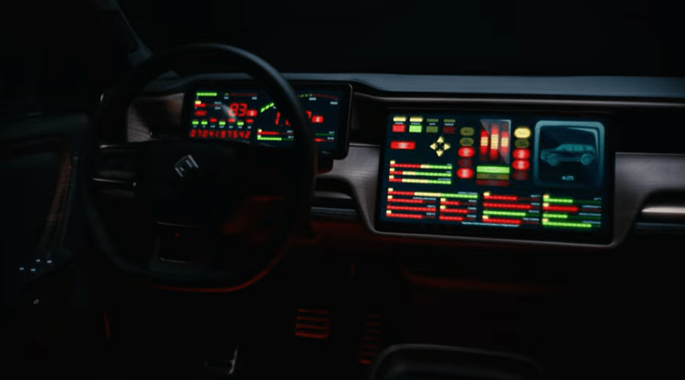 a car dashboard with a display that says auto on it