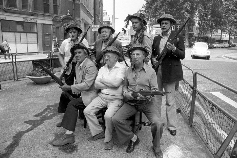 The cast of Dad’s Army promoting their West End show, at the Shaftesbury Theatre, London.