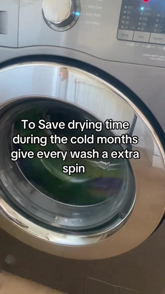 a washing machine that says to save drying time during the cold months give every wash a extra spin