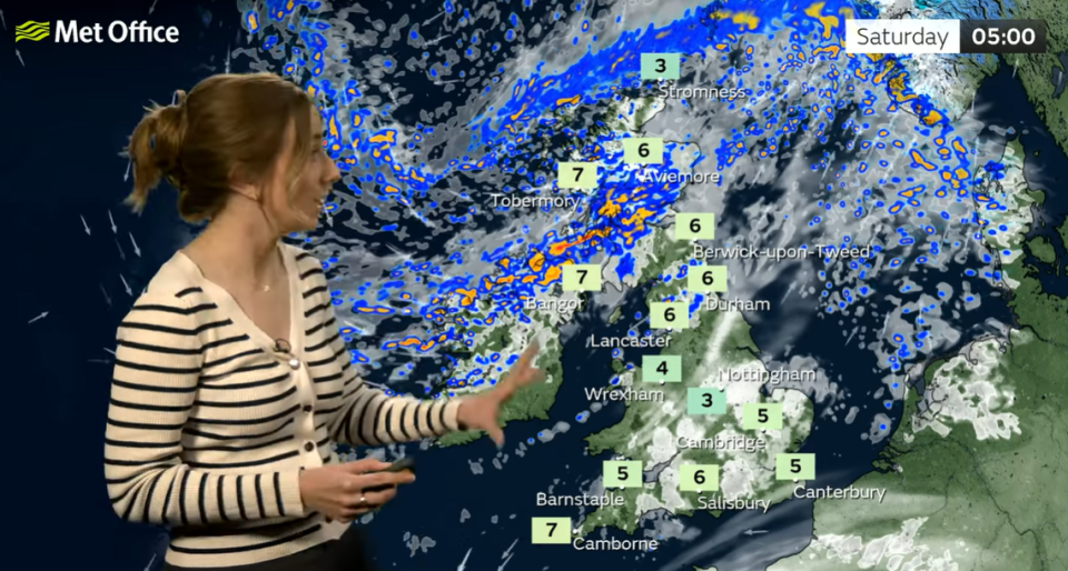 Sleet and snow are forecast for Scotland and Northern Ireland