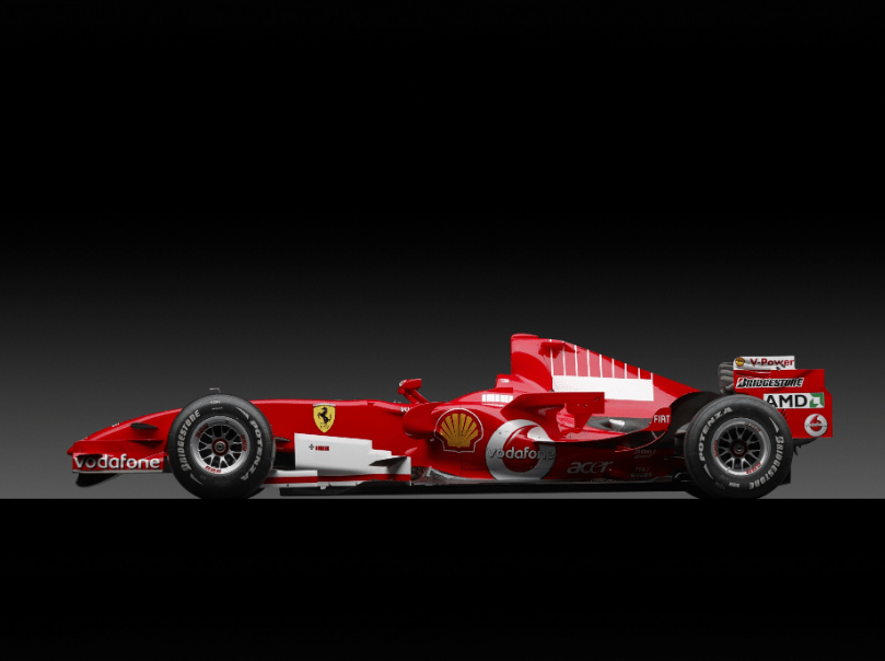 a red race car with the word vodafone on the side