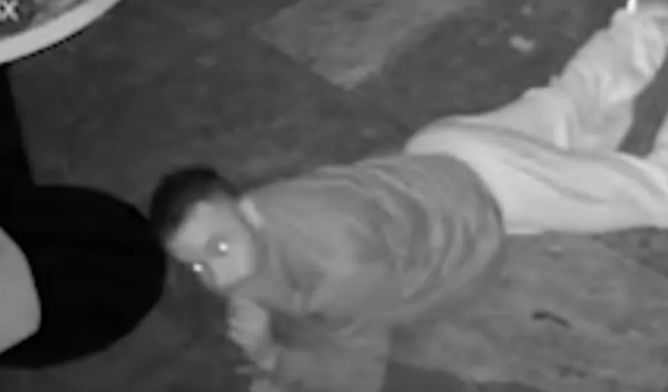 CCTV shows the burglar botching an attempt to nick cash from a pub till