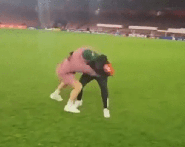 McGregor was videoed play-fighting with Saka on the pitch