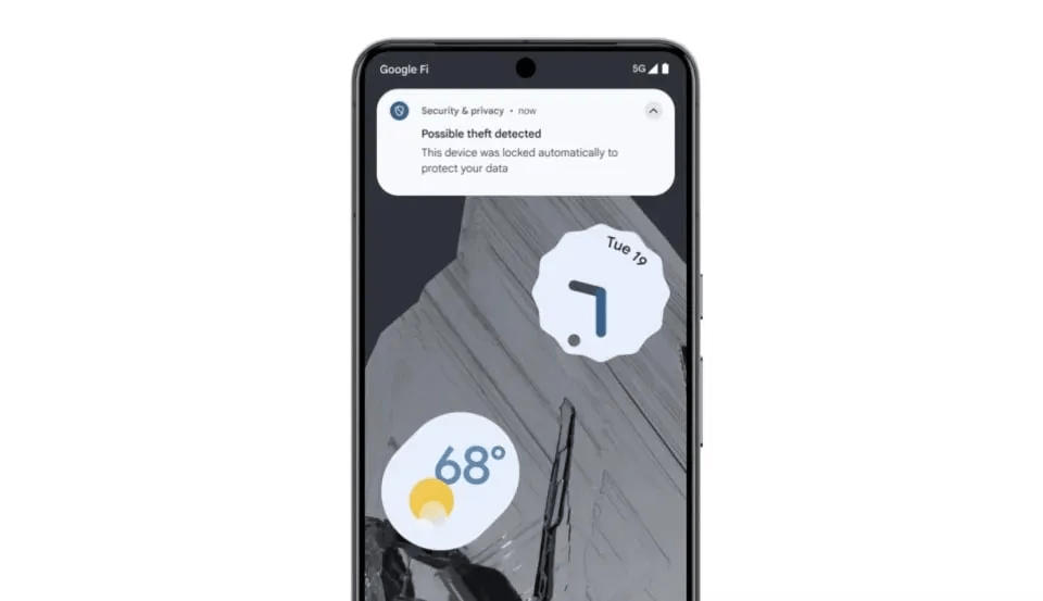 a google fi phone displays a possible theft detected message