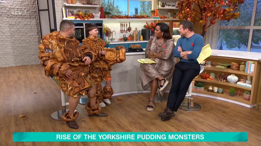 A father-son-duo wore costumes they'd made of real Yorkshire puddings