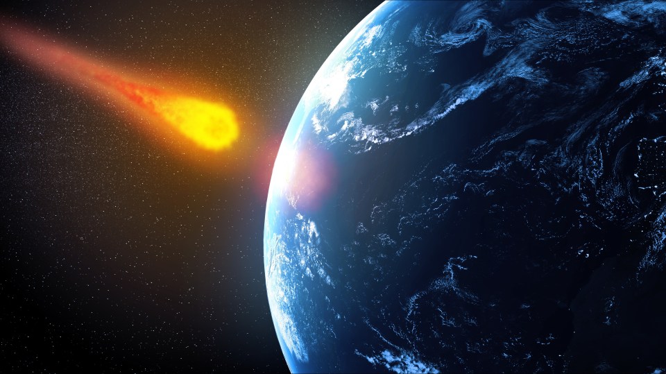 an artist 's impression of an asteroid approaching the earth