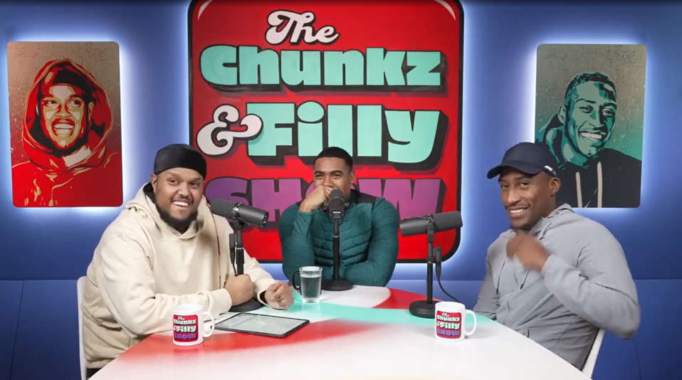 Chunkz and Filly on their podcast with rapper and influencer Tyrique Hyde