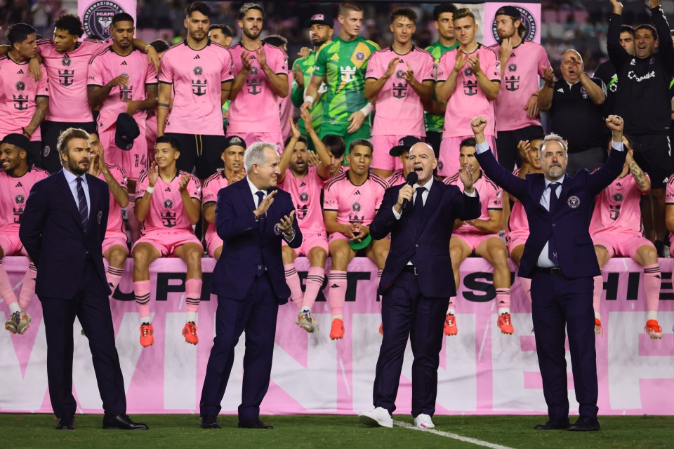 Fifa chef Gianni Infantino gave a speech as Inter Miami lifted the Supporters Shield