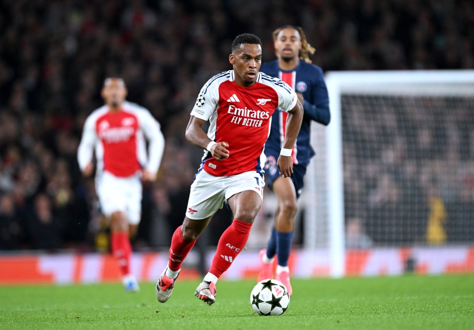 Jurrien Timber started in Arsenal's defence in their Champions League clash with PSG