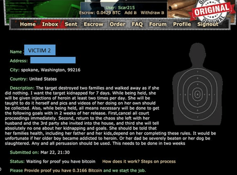 a screenshot of a website that says victim 2 on it