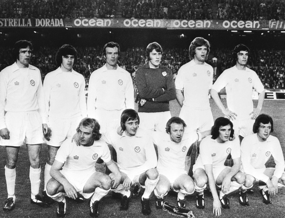 Frank Gray, front row second from right, played in the European Cup for the club