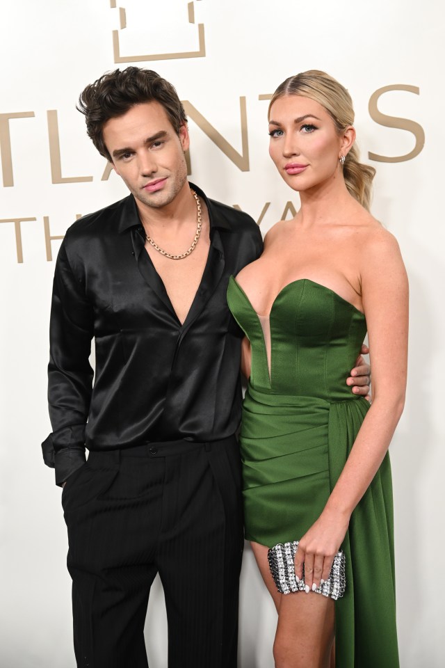 a man in a black shirt and a woman in a green dress pose for a photo