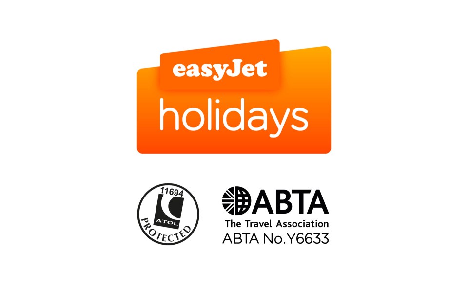 a logo for easy jet holidays is shown next to a logo for the travel association