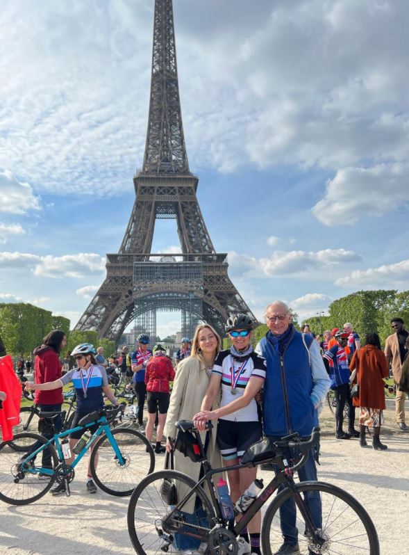 Louise's daughter Mia came out to support her after she cycled form England to France