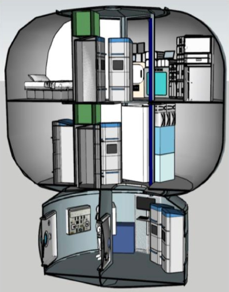 Astronauts will have their sleeping quarters on the top-most deck