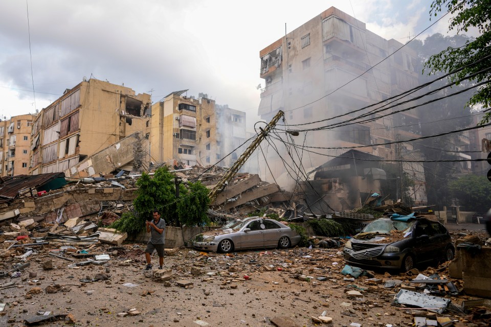 Buildings turned to rubble in Beirut after Israeli airstrikes