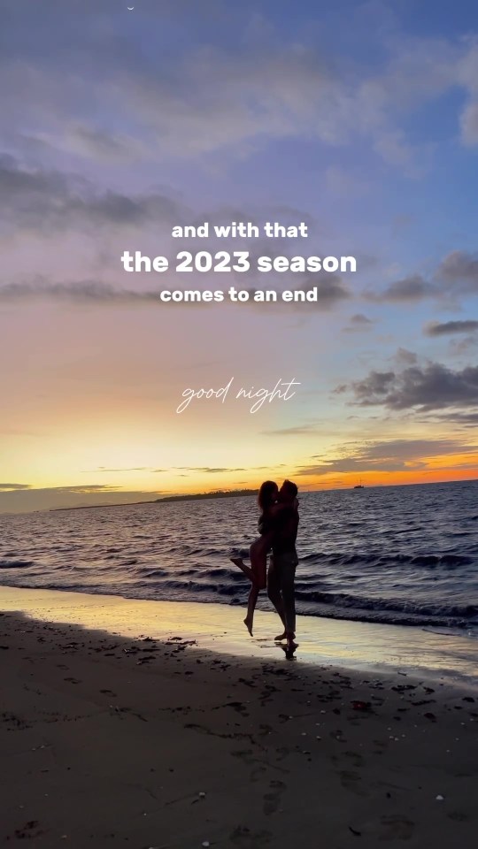 a couple on a beach with the words " and with that the 2023 season comes to an end "