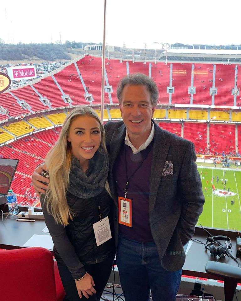 Olivia with her dad and commentator Kevin