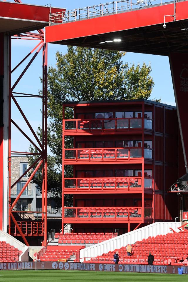 The pods, made of shipping containers, have now been added to the stadium