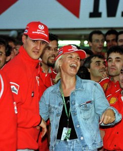  Michael and Corrine celebrating him winning the 2000 F1 World Championship