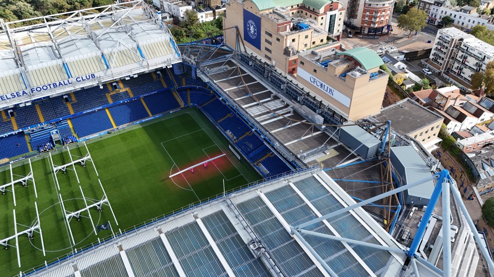 an aerial view of the chelsea football club stadium